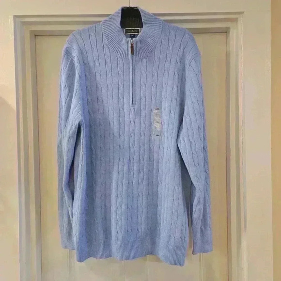 NWT Club Room Mens 1/4 Zip Cable Knit Oversized Sweater Blue Size XXL - Picture 2 of 11